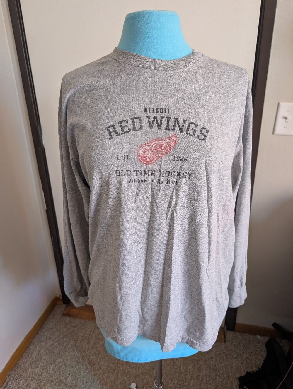 Gray Detroit Red Wings Long Sleeve Tee